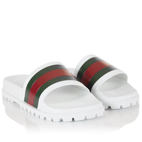 gucci white trek slides|Gucci slide sandals.